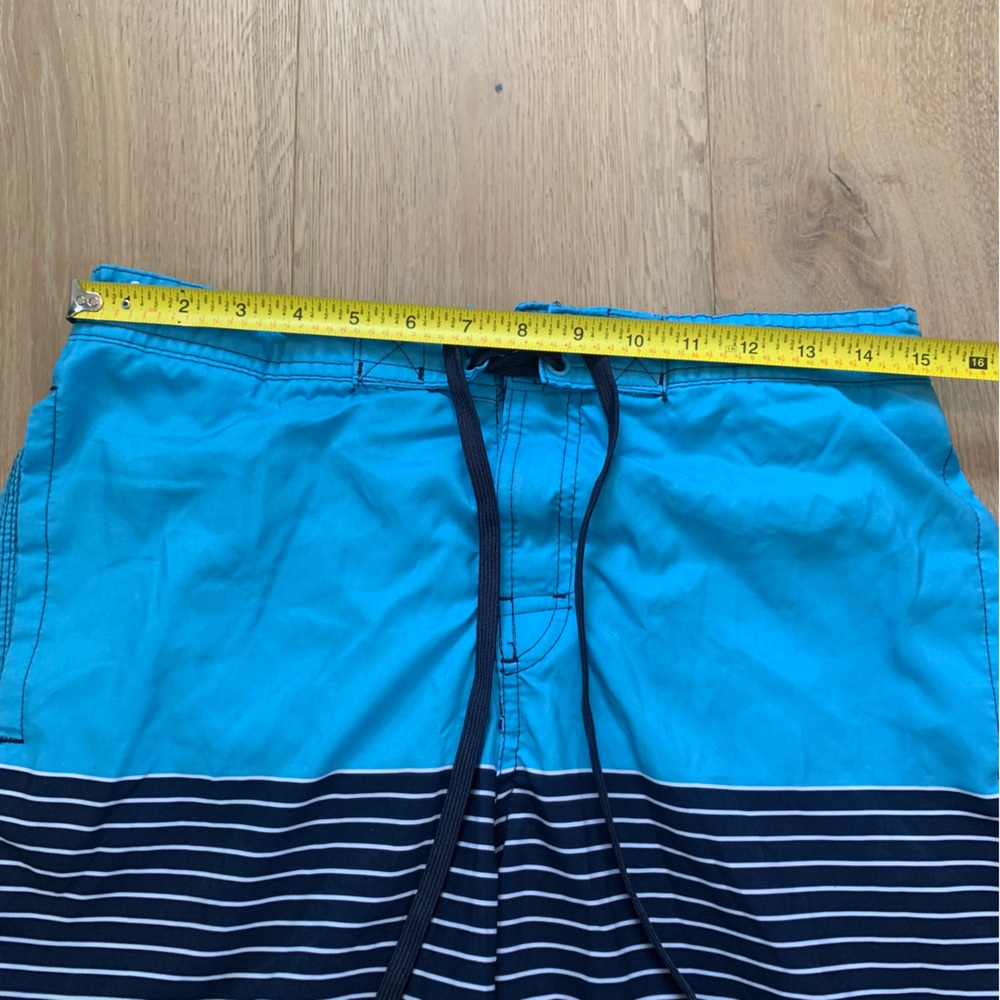 Merona Navy Blue Striped Stretch Swim Trunks Men’s M - Picture 3 of 8